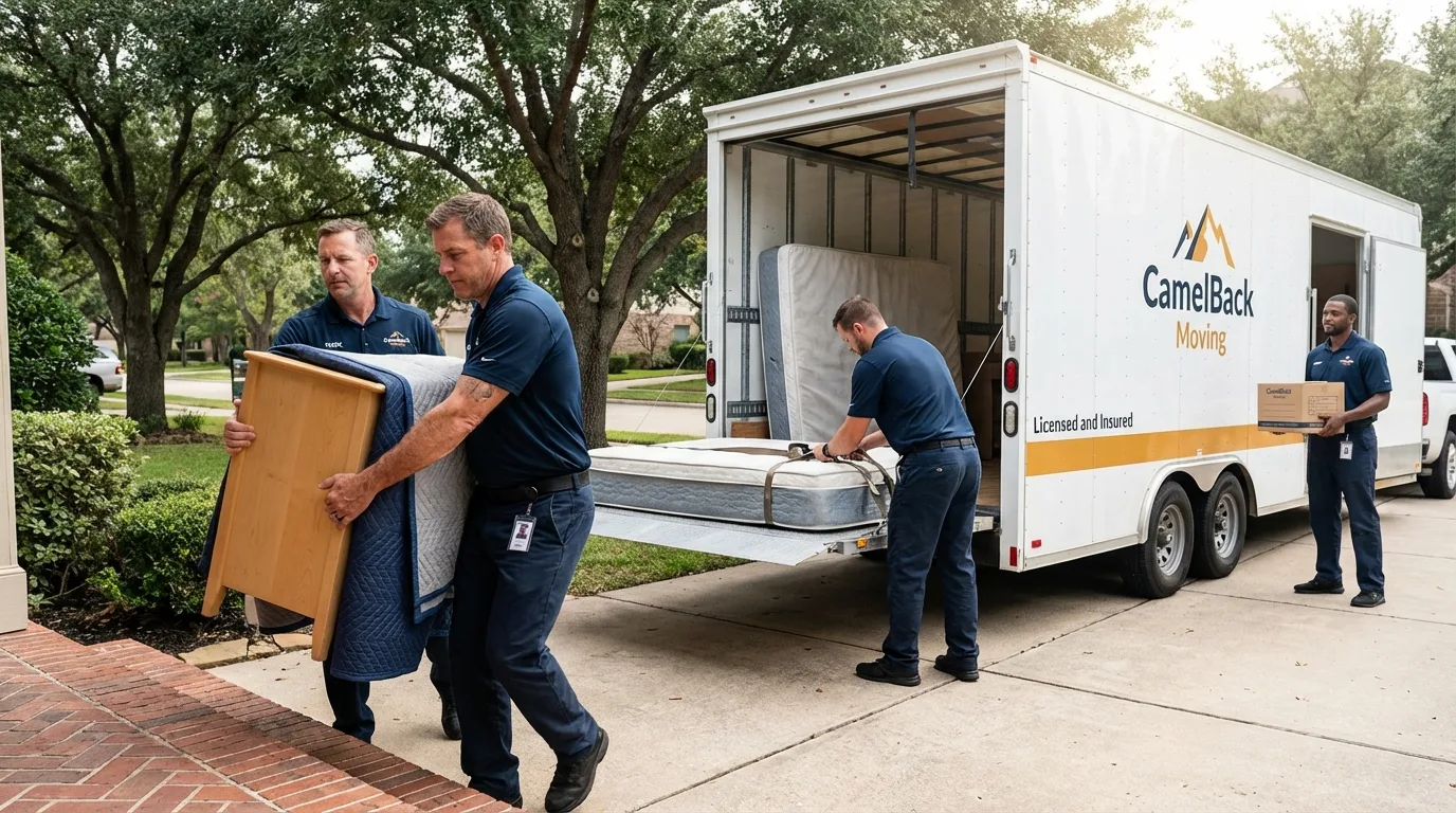Crew loading residential truck for cross-state move from Saint Johnsville, NY