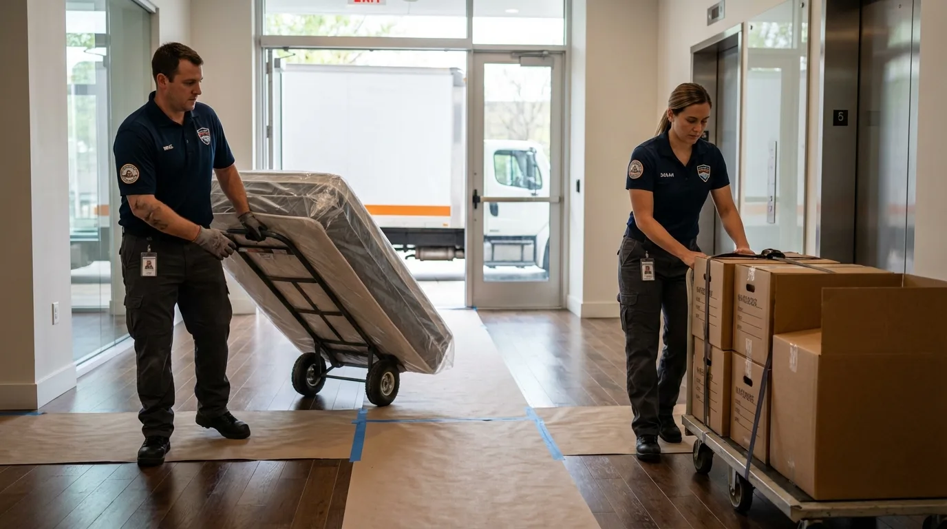 Professional apartment movers loading elevator in Saint Johnsville, NY